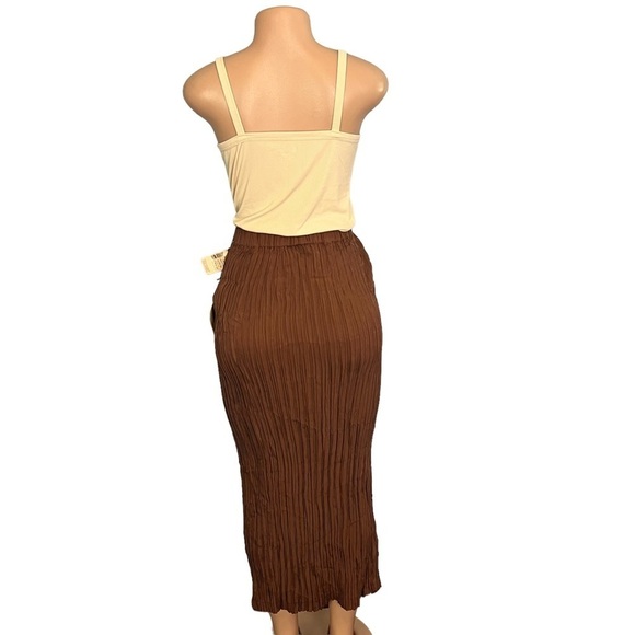 3/$30 🍂 Anne Pinkerton Vintage Brown Silk Pleated Maxi Skirt - Picture 7 of 9